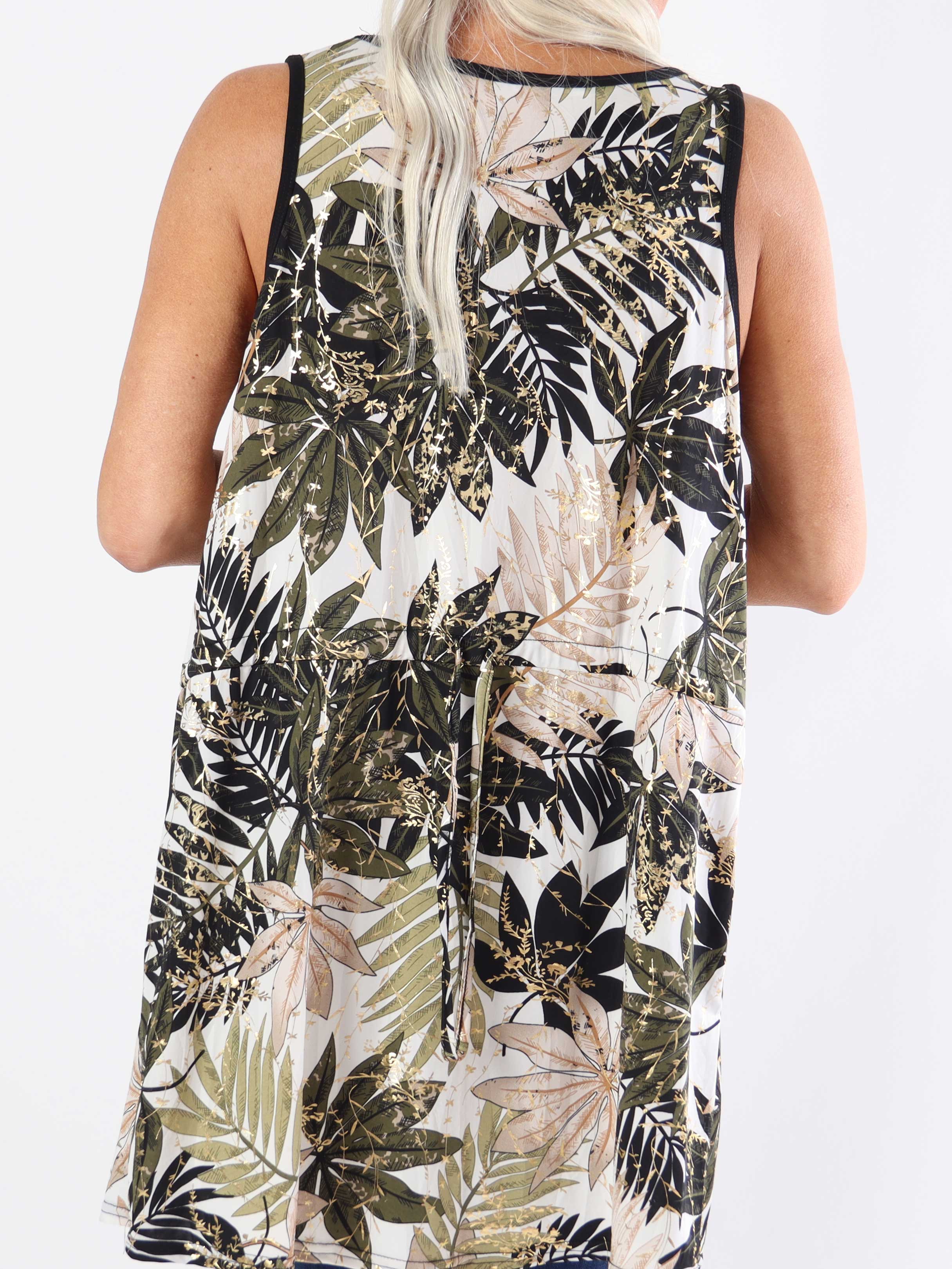 Palma Leaf - Lång mönstrad plus size-tunika i stretchigt tyg